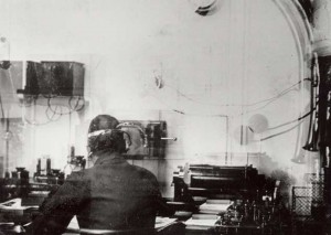 This is the only known photograph of the radio (Marconi) room of the Titanic, taken by a passenger who disembarked before the fatal leg of the trip.